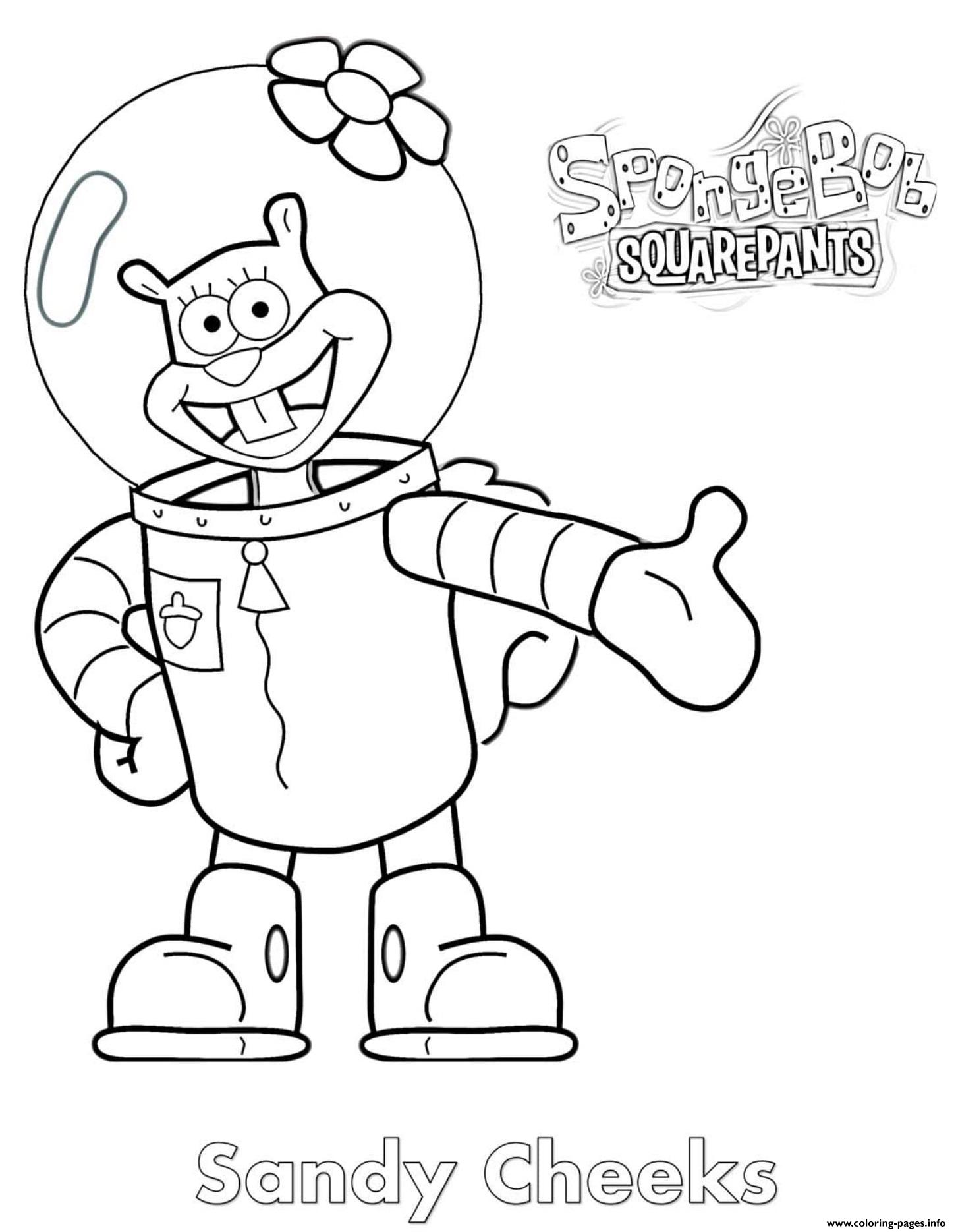 Sandy cheeks coloring page printable