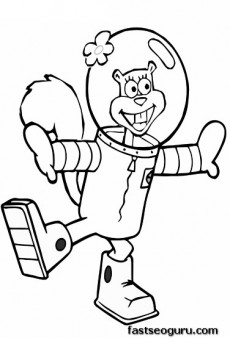 Printable cartoon spongebob sandy coloring pages