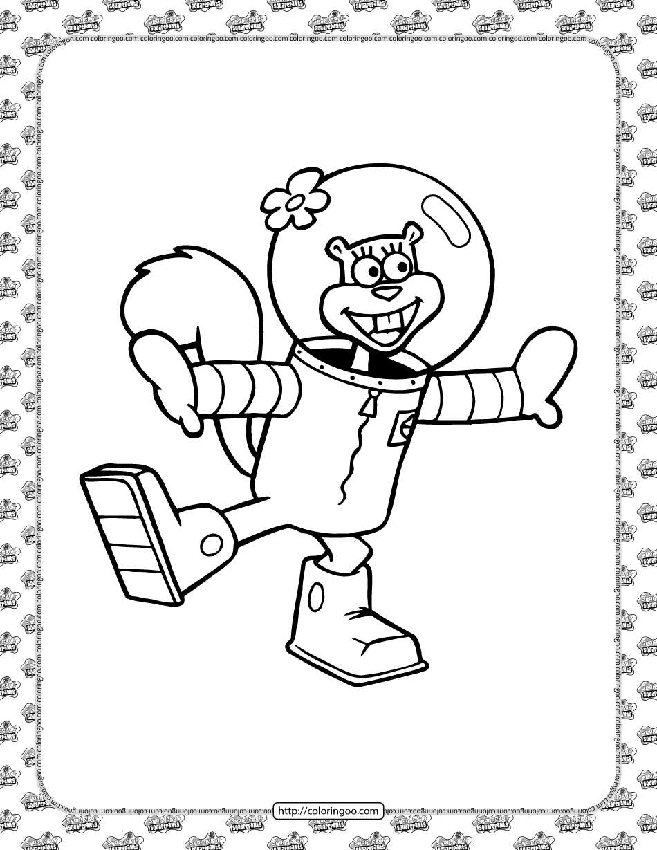 Sandy cheeks coloring page