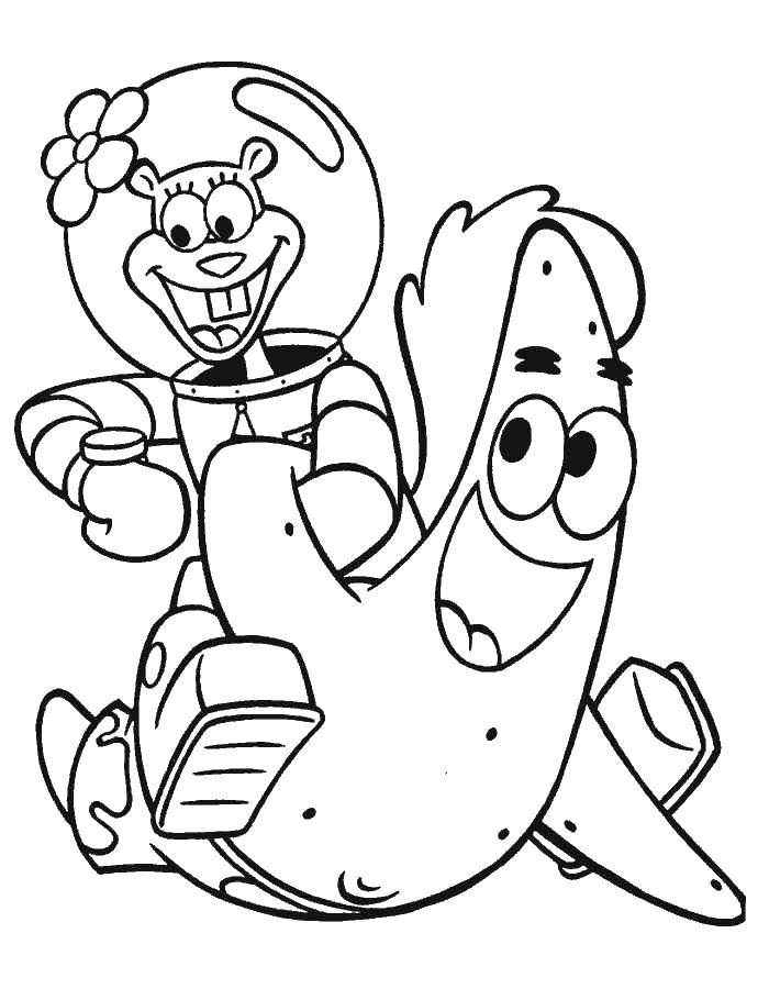 Online coloring pages coloring page sandy and patrice spongebob download print coloring page