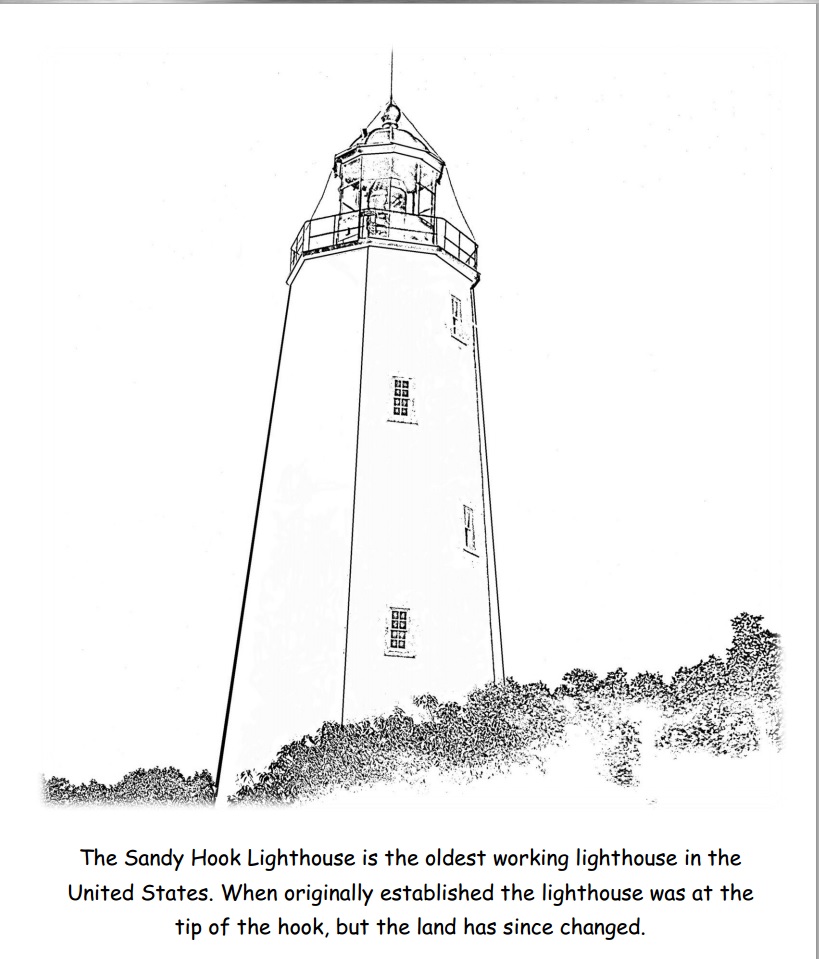 Coloring page the sandy hook lighthouse