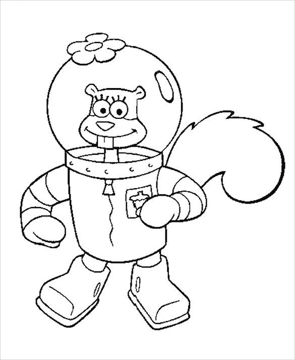 Coloring pages sandy cheeks preschool coloring page