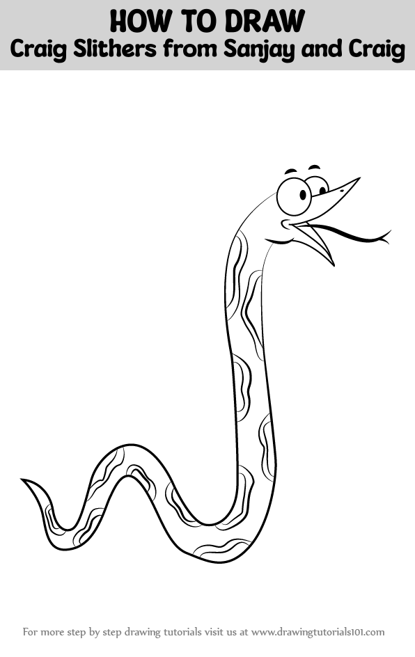 How to draw craig slithers from sanjay and craig sanjay and craig step by step