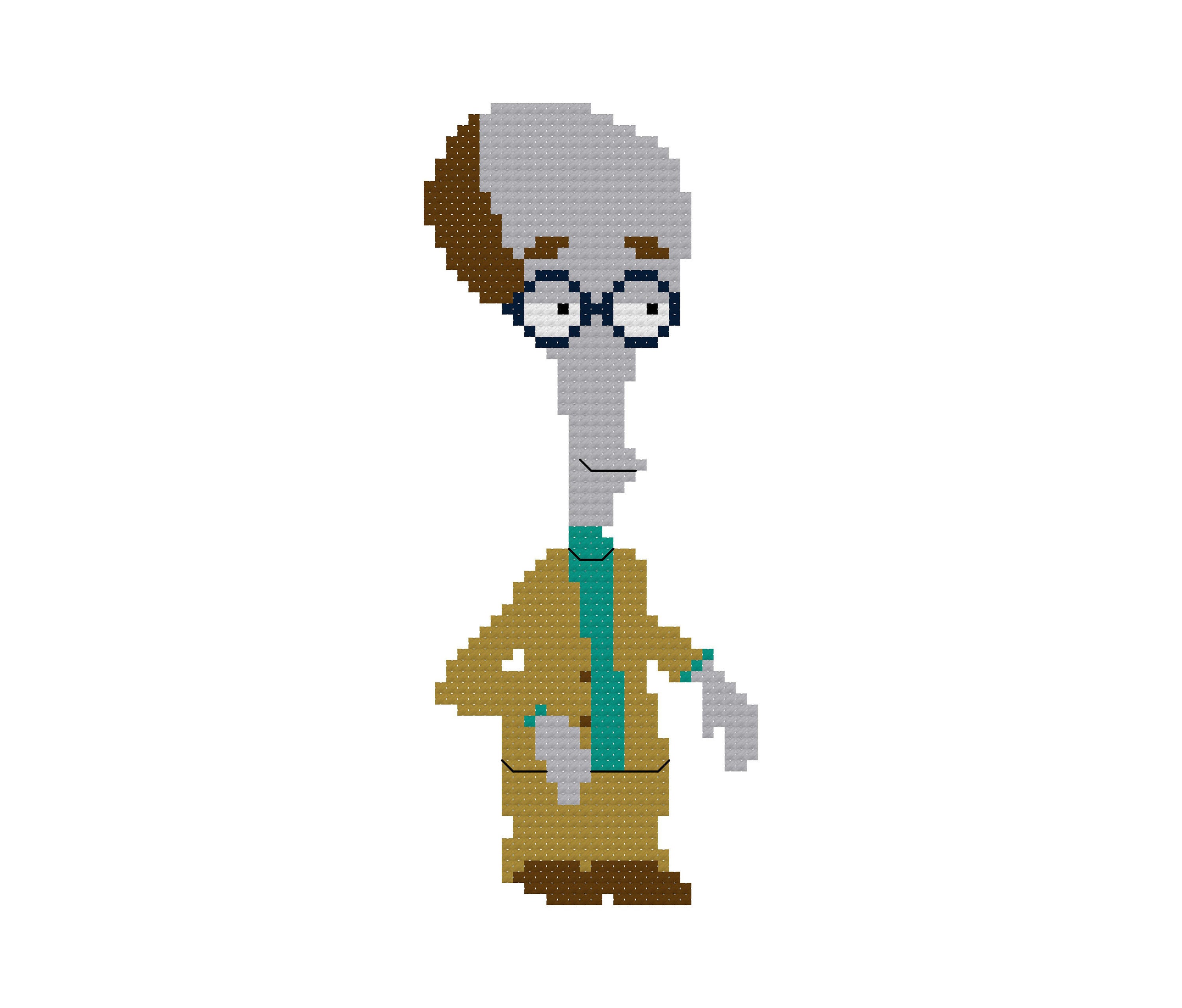 Roger the alien as doctor penguin pdf cross stitch pattern american dad instant download alien fan art roger smith x pattern