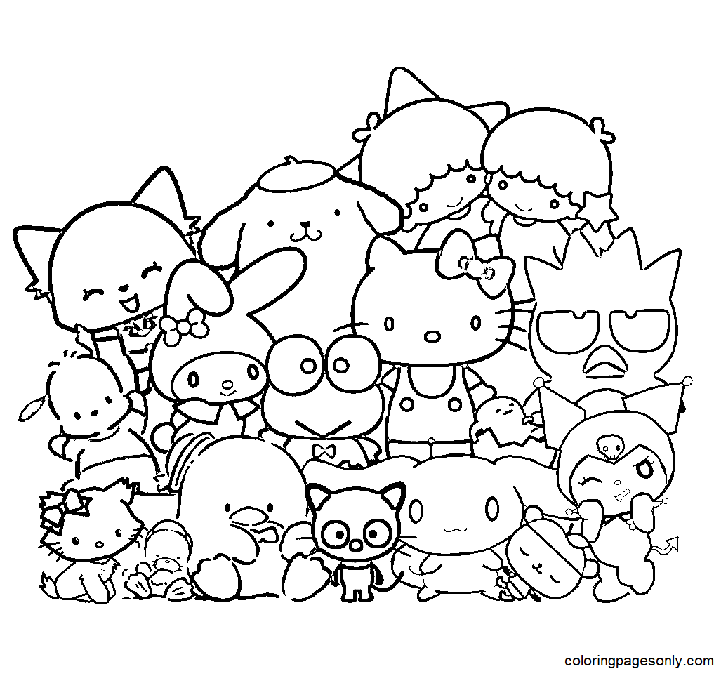 Sanrio characters coloring pages printable for free download