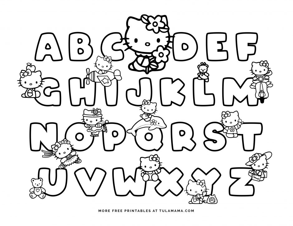 Free hello kitty printables and abc coloring pages