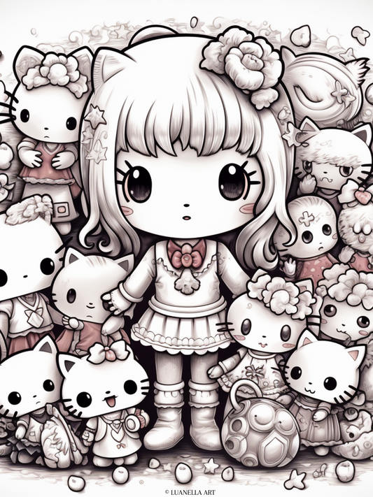 Sanrio family coloring page instant digital download â luanella art