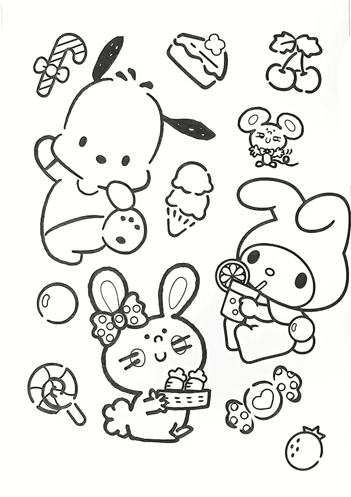 Sanrio characters coloring page