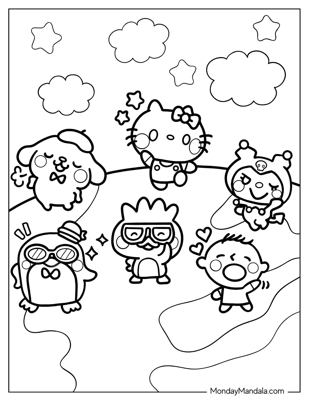 Sanrio coloring pages free pdf printables