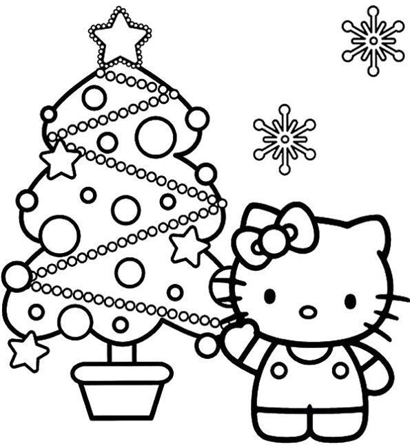 Hello kitty christmas coloring pages