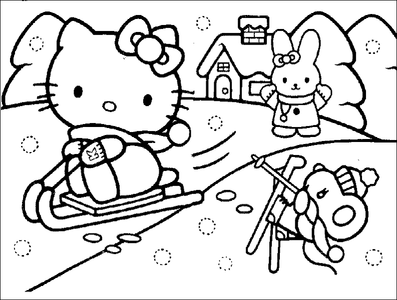 Hello kitty christmas coloring pages