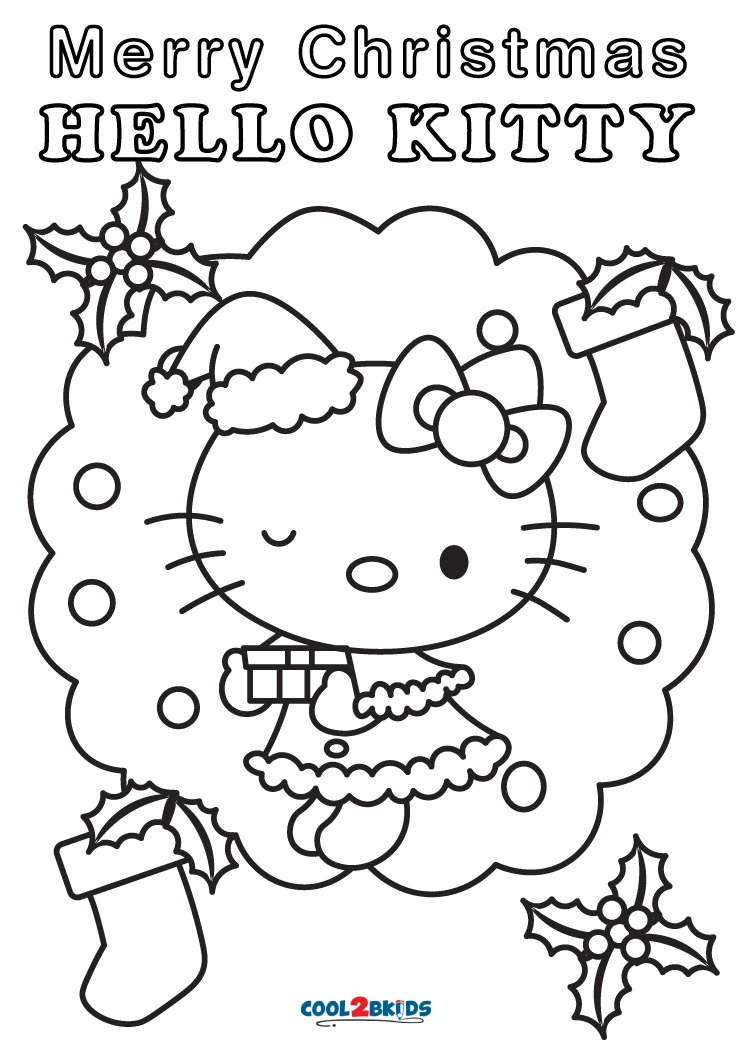 Free printable hello kitty christmas coloring pages for kids