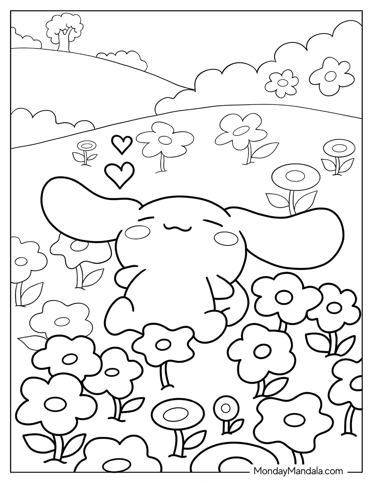 Cinnamoroll coloring pages free pdf printables