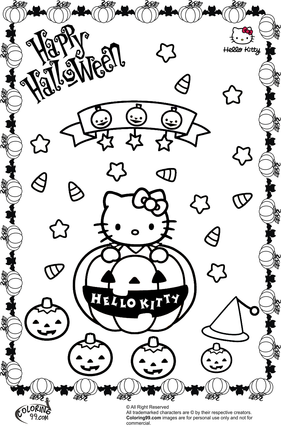 Hello kitty halloween coloring pages team colors