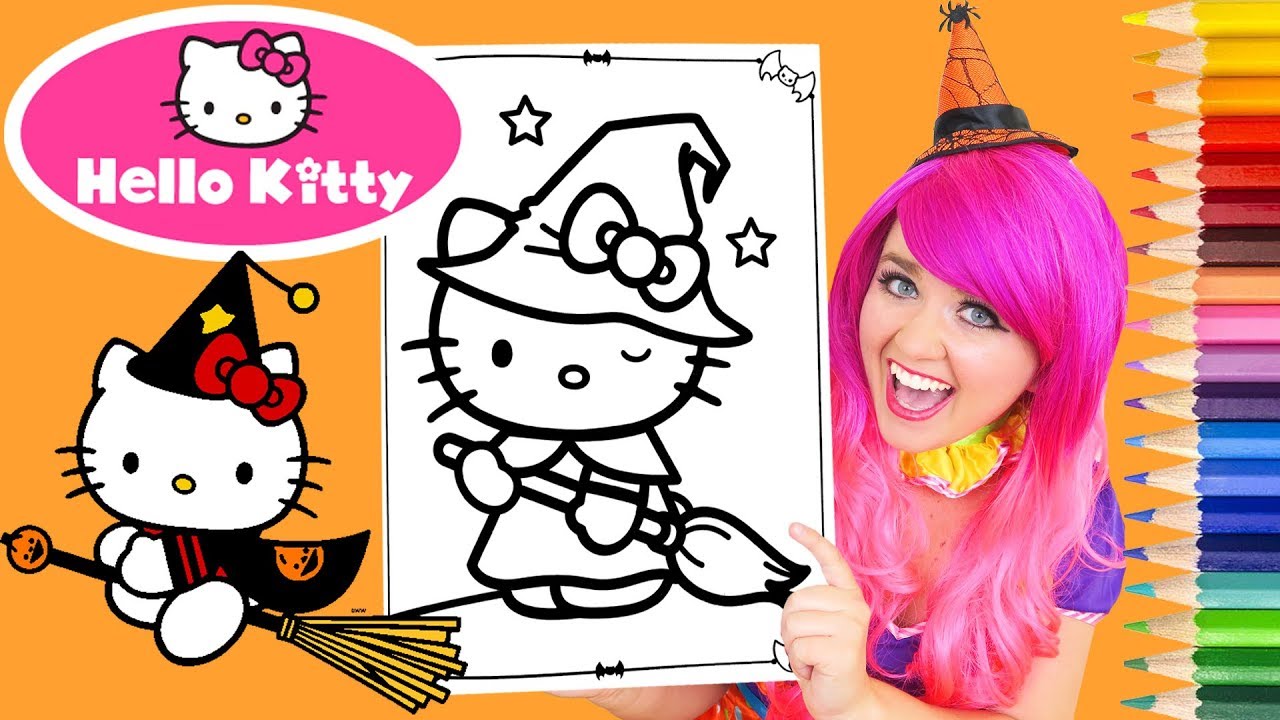 Coloring hello kitty halloween coloring book page prisacolor colored pencil kii the clown