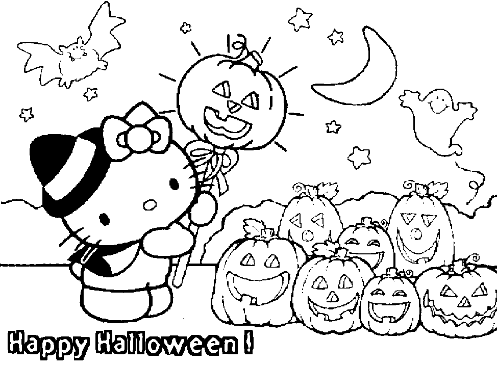 Hello kitty halloween coloring pages