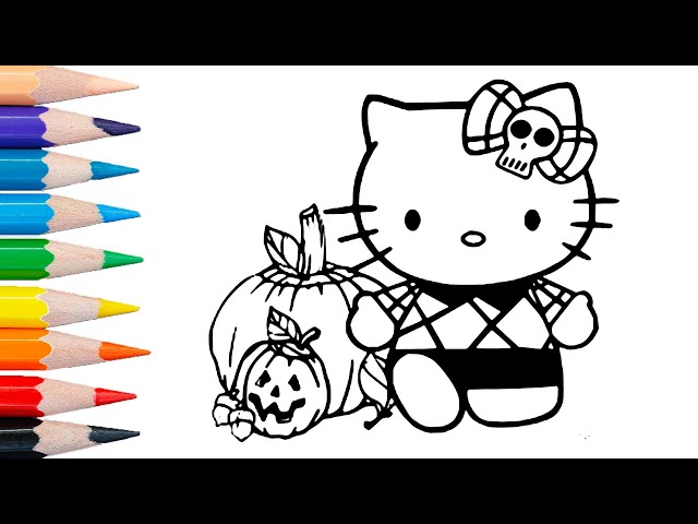 Halloween hello kitty coloring page ãããããããã ããã kiti howaito coloring page