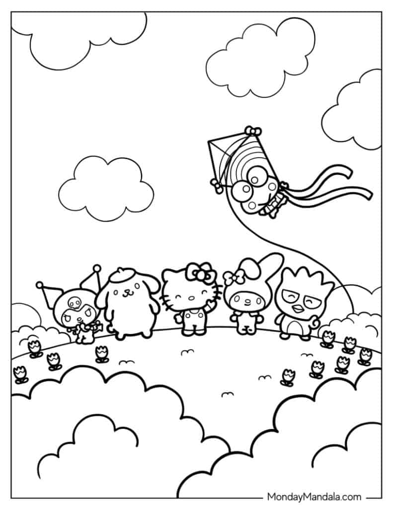 Hello kitty coloring pages free pdf printables