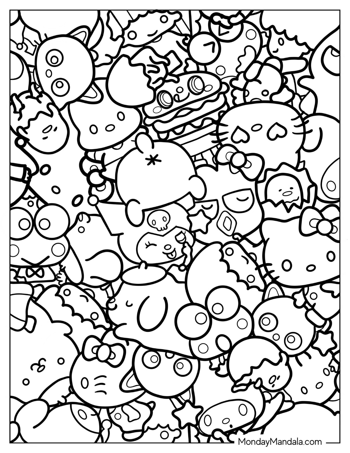 Sanrio coloring pages free pdf printables