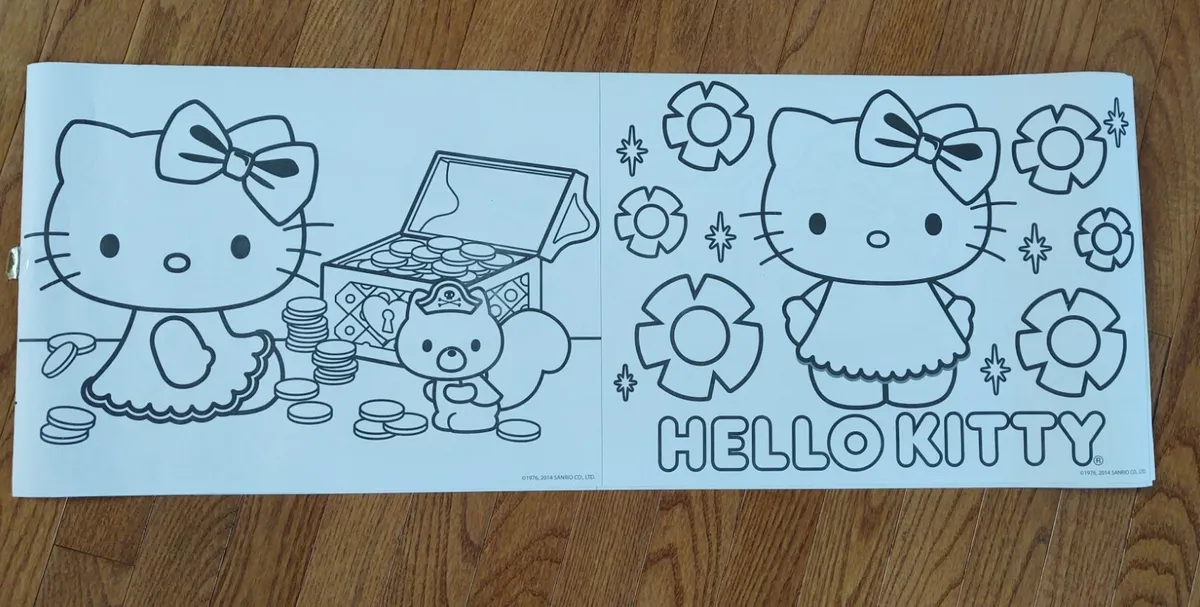 Sanrio vintage hello kitty paper coloring sheet roll diy craft posters