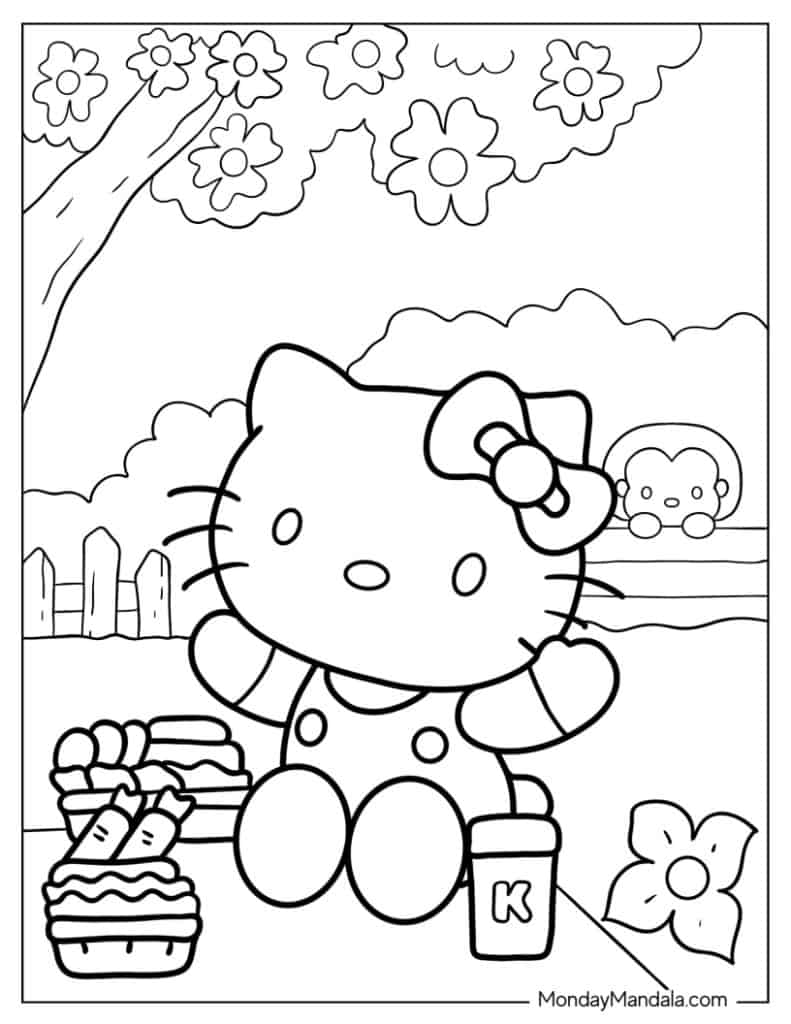 Hello kitty coloring pages free pdf printables