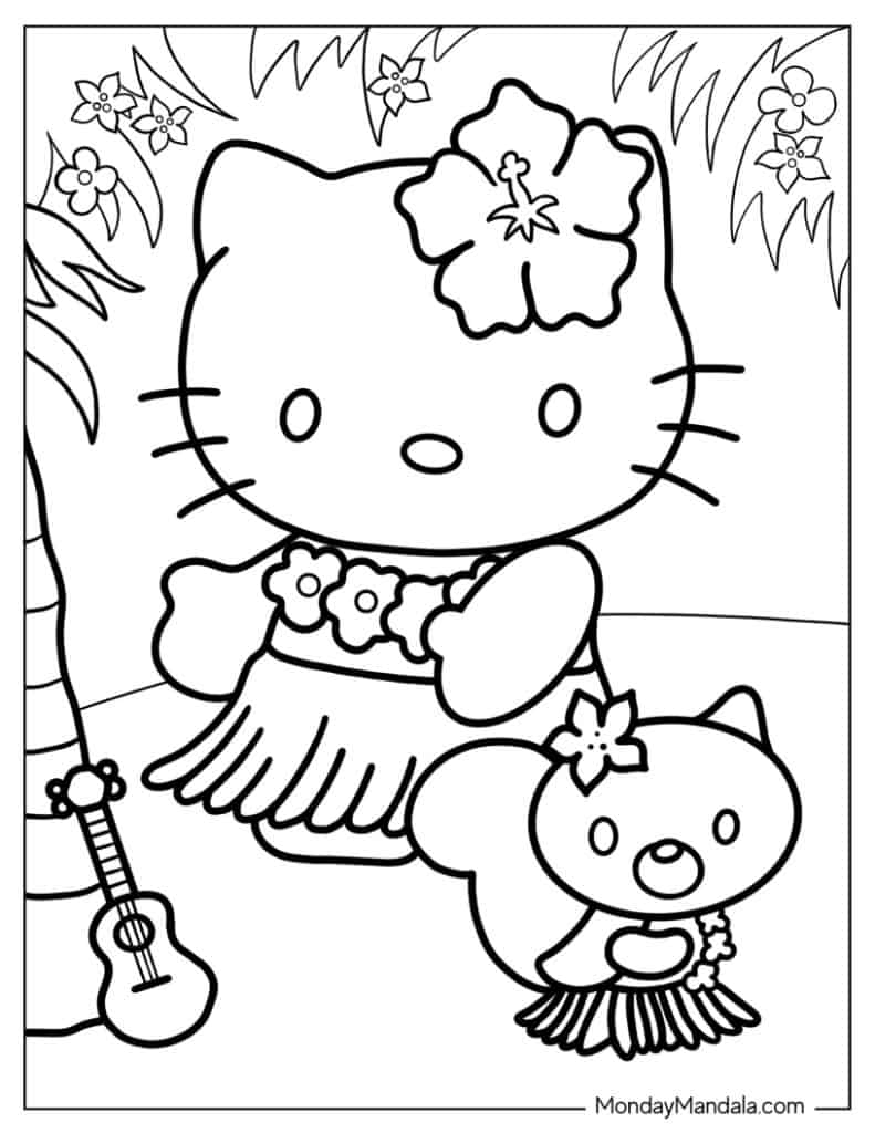 Hello kitty coloring pages free pdf printables