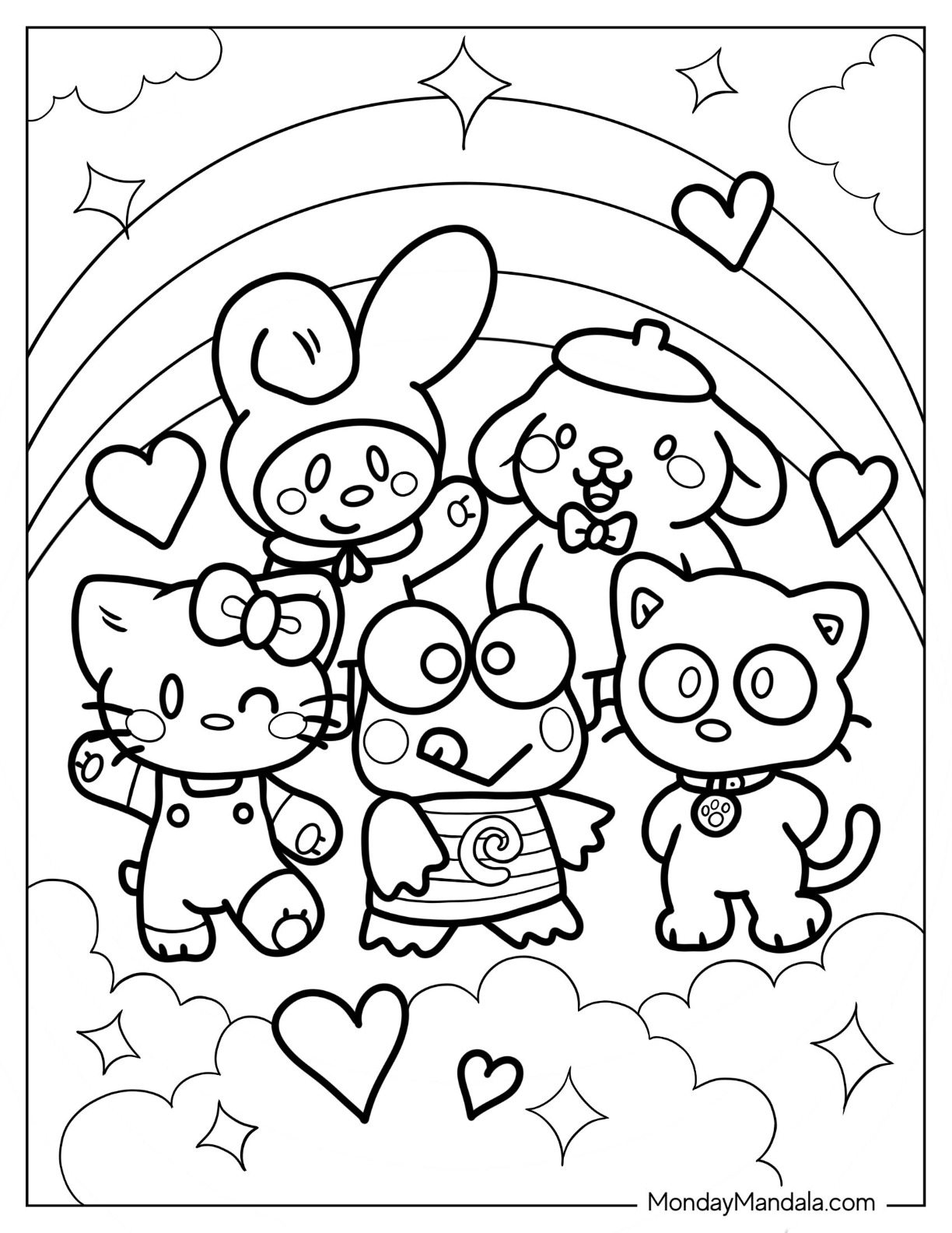 Sanrio coloring pages free pdf printables