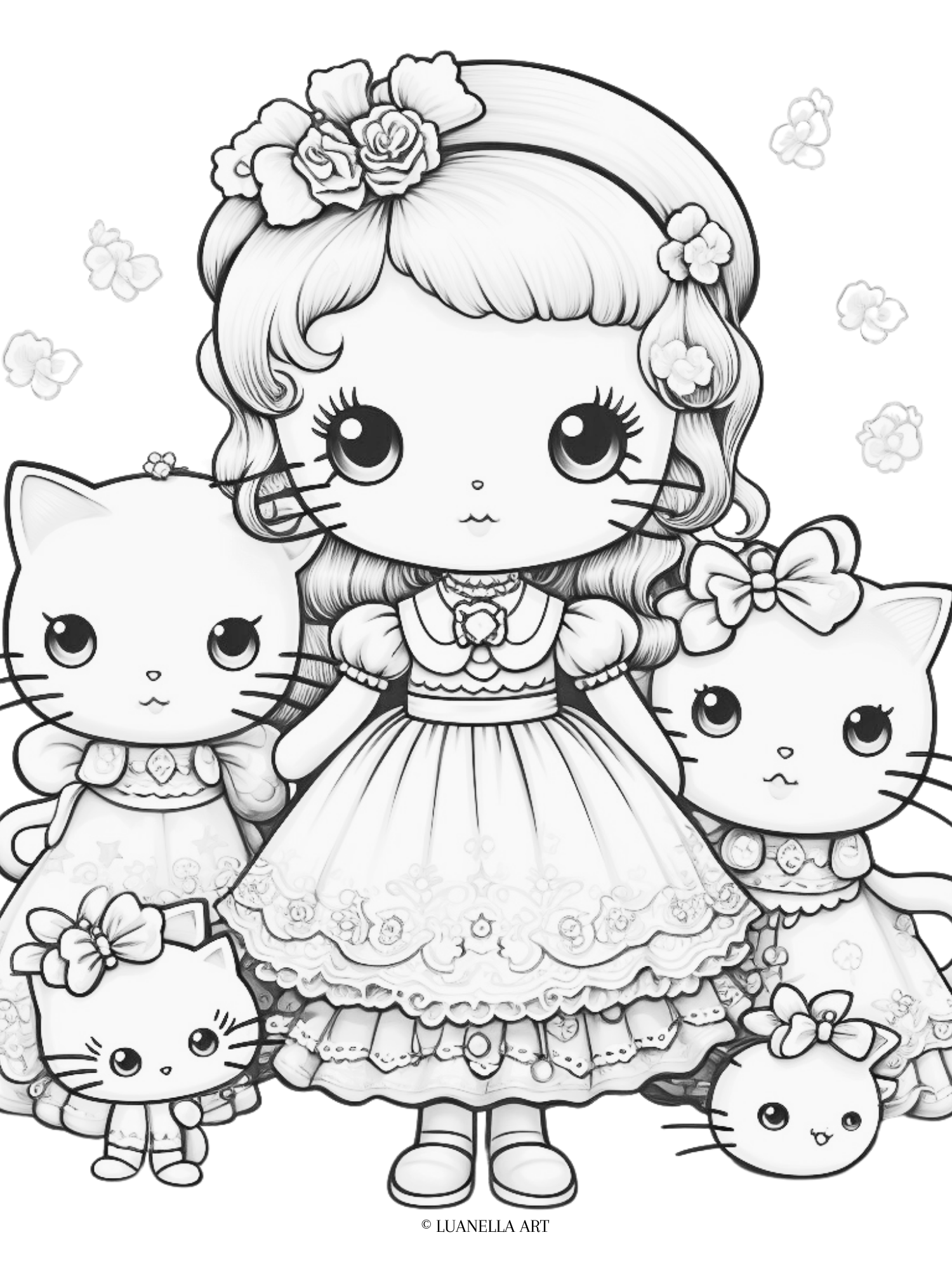 Sanrio family coloring page instant digital download â luanella art