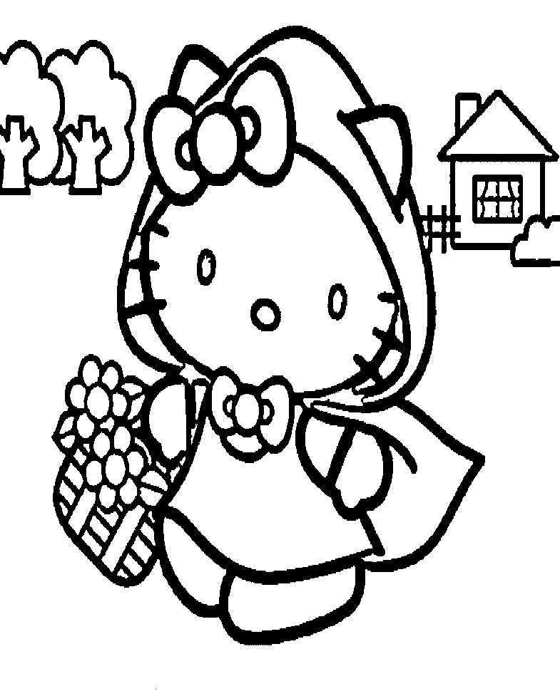 Hello kitty halloween coloring pages