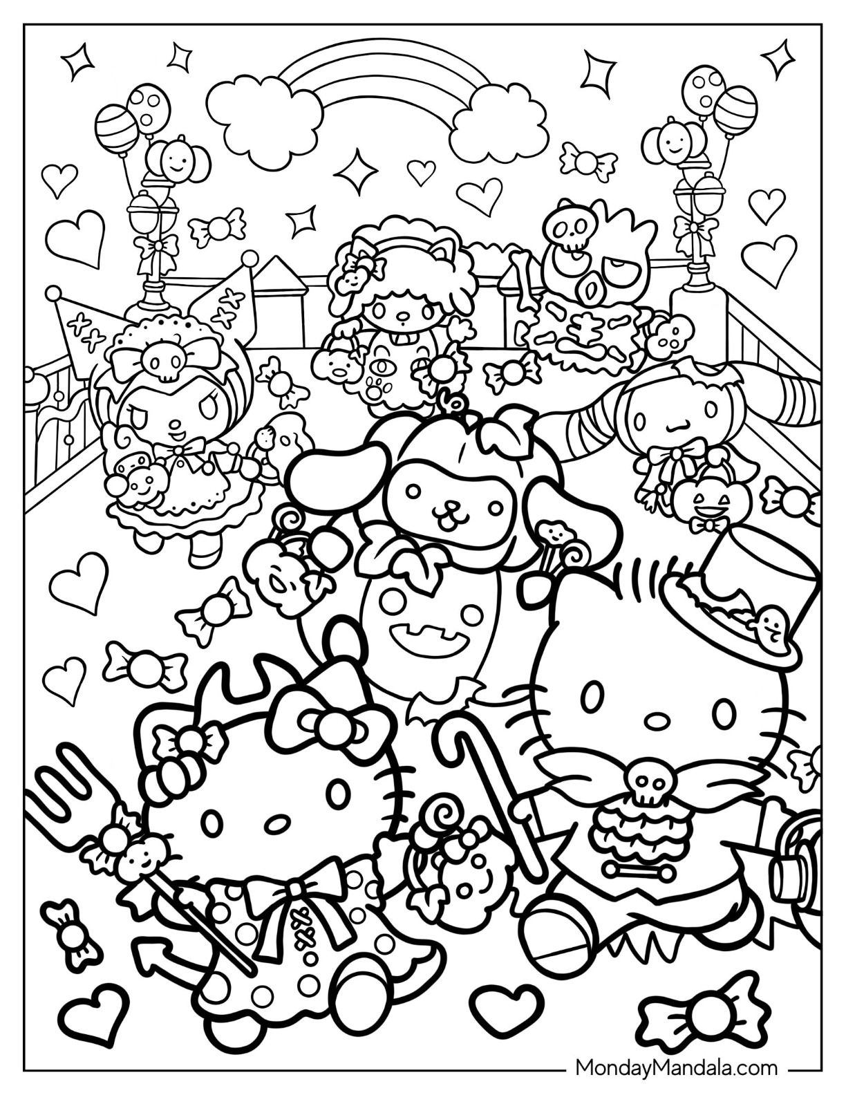 Sanrio coloring pages free pdf printables