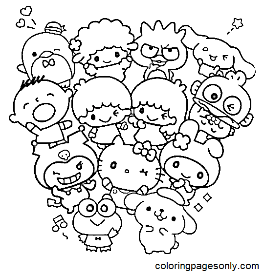 Sanrio characters coloring pages printable for free download