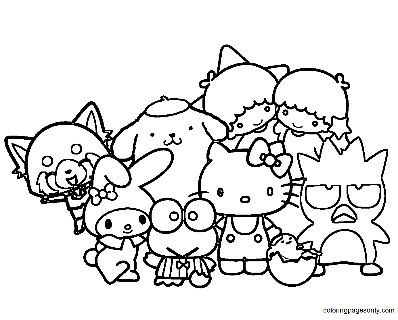 Sanrio characters coloring pages printable for free download