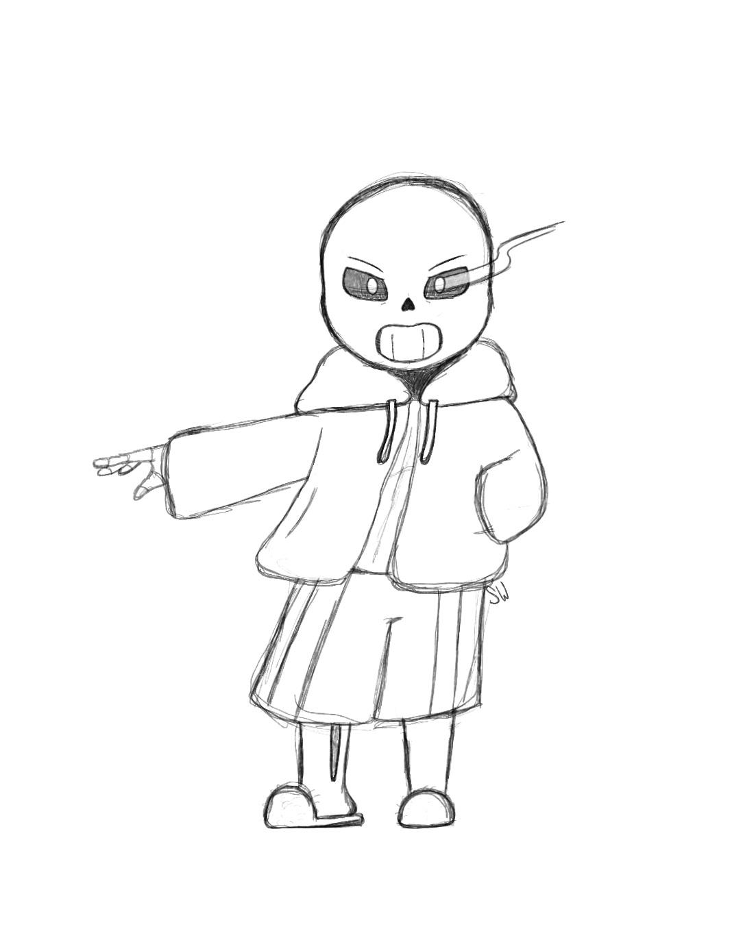 Sketched ut sans not sure if ill finish it but i like it rundertale