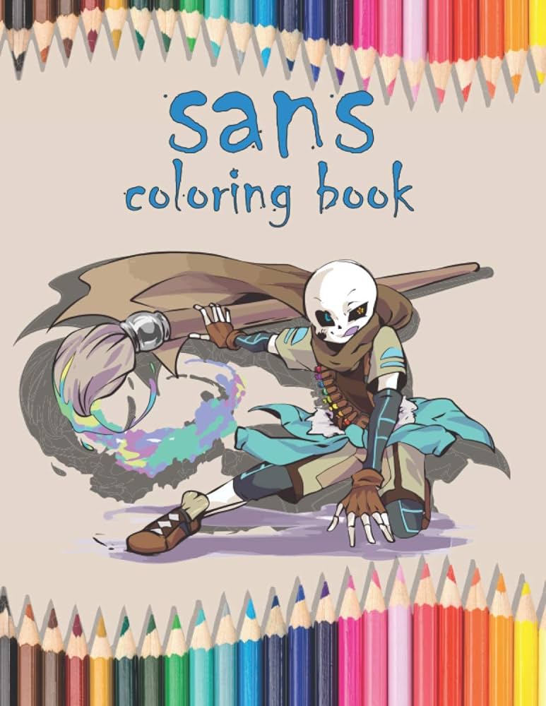 Sans coloring book cute great gift of this wonderful cartoon colouring book for boys kids ages