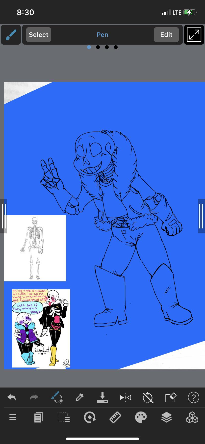 Just finished this drawing i made of lusttale sans here are some wip rundertale