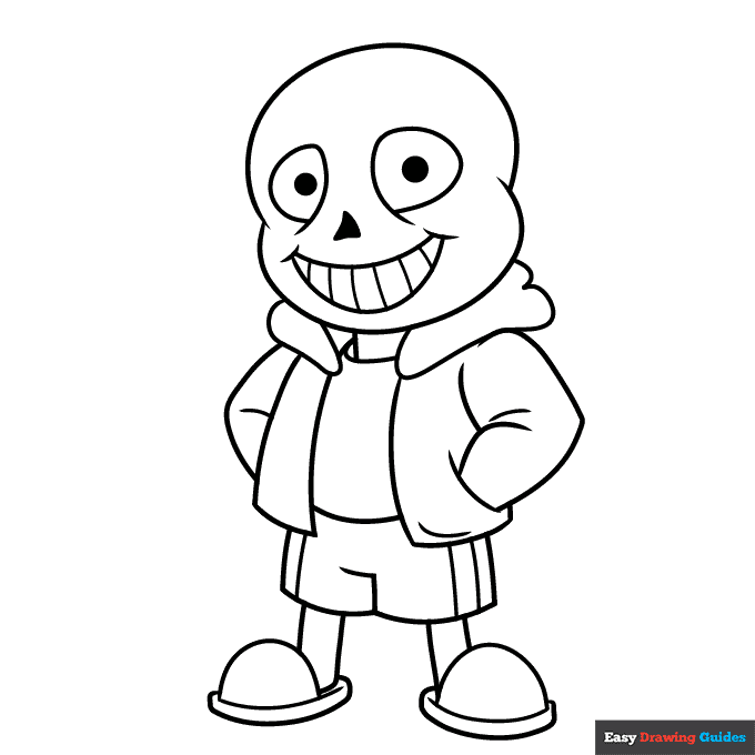 Sans from undertale coloring page easy drawing guides