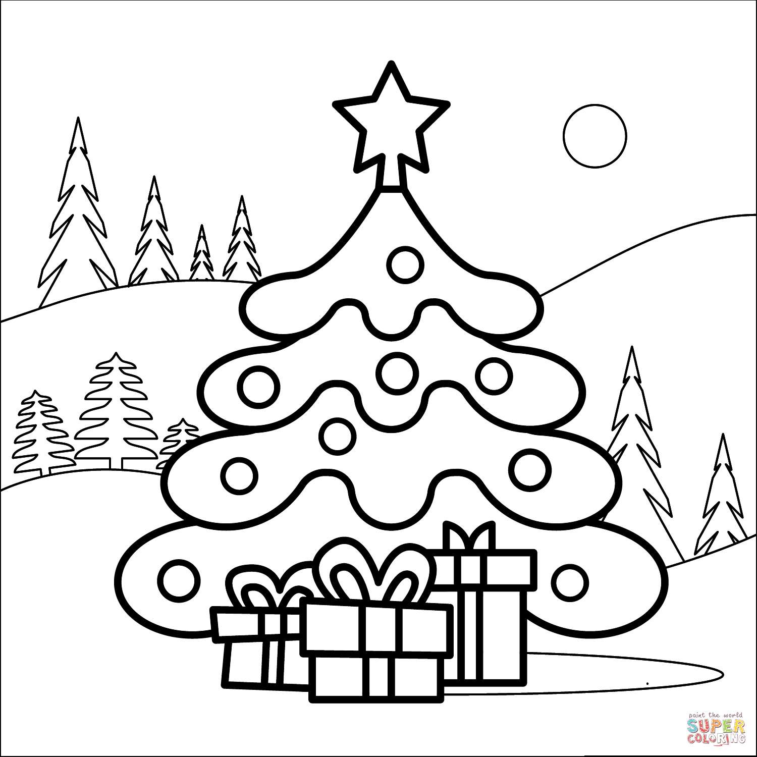 Free christmas tree coloring pages for the kids