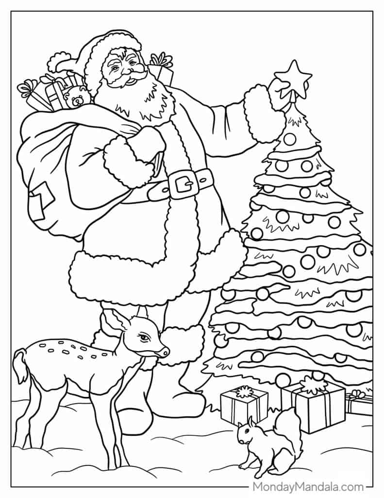 Santa coloring pages free pdf printables