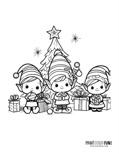 Cute christmas elves santas elves clipart coloring pages direct from the north pole at