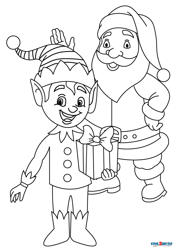 Free printable santa and elf coloring pages for kids