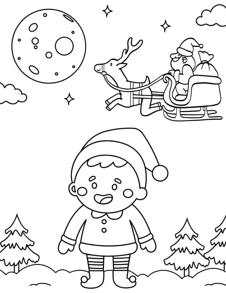 Free christmas elf coloring pages for kids