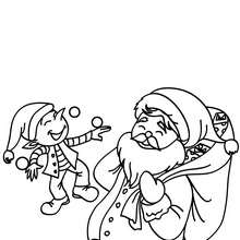 Santa claus and elf juggler coloring pages