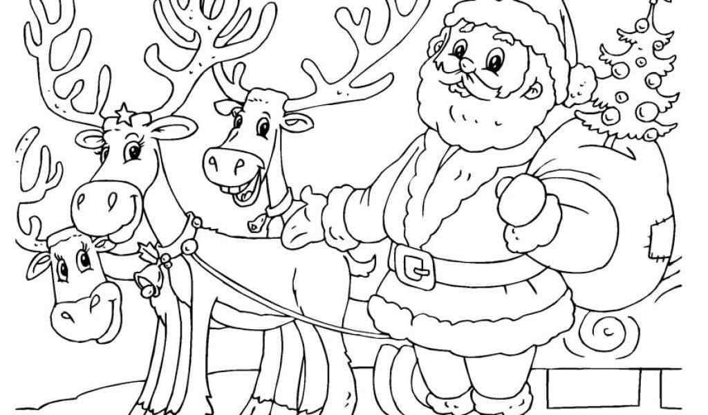 Santa reindeer coloring pages printable for free download