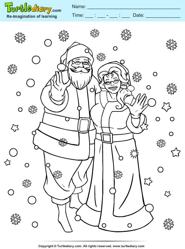 Mr and mrs claus coloring sheet turtle diary