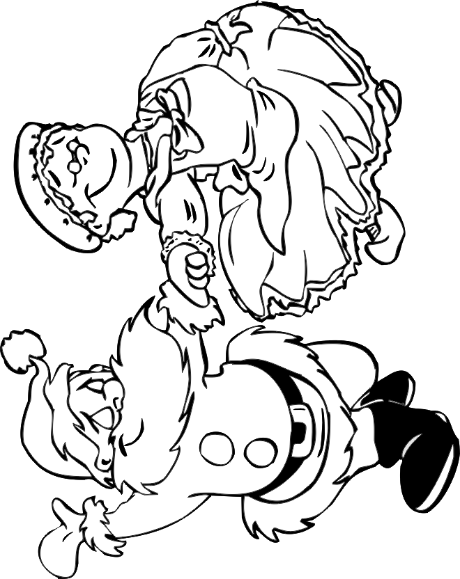 Santa claus coloring page santa mrs claus dancing