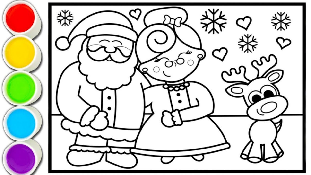 Santa claus and mrs claus easy and cute drawing easy with colours