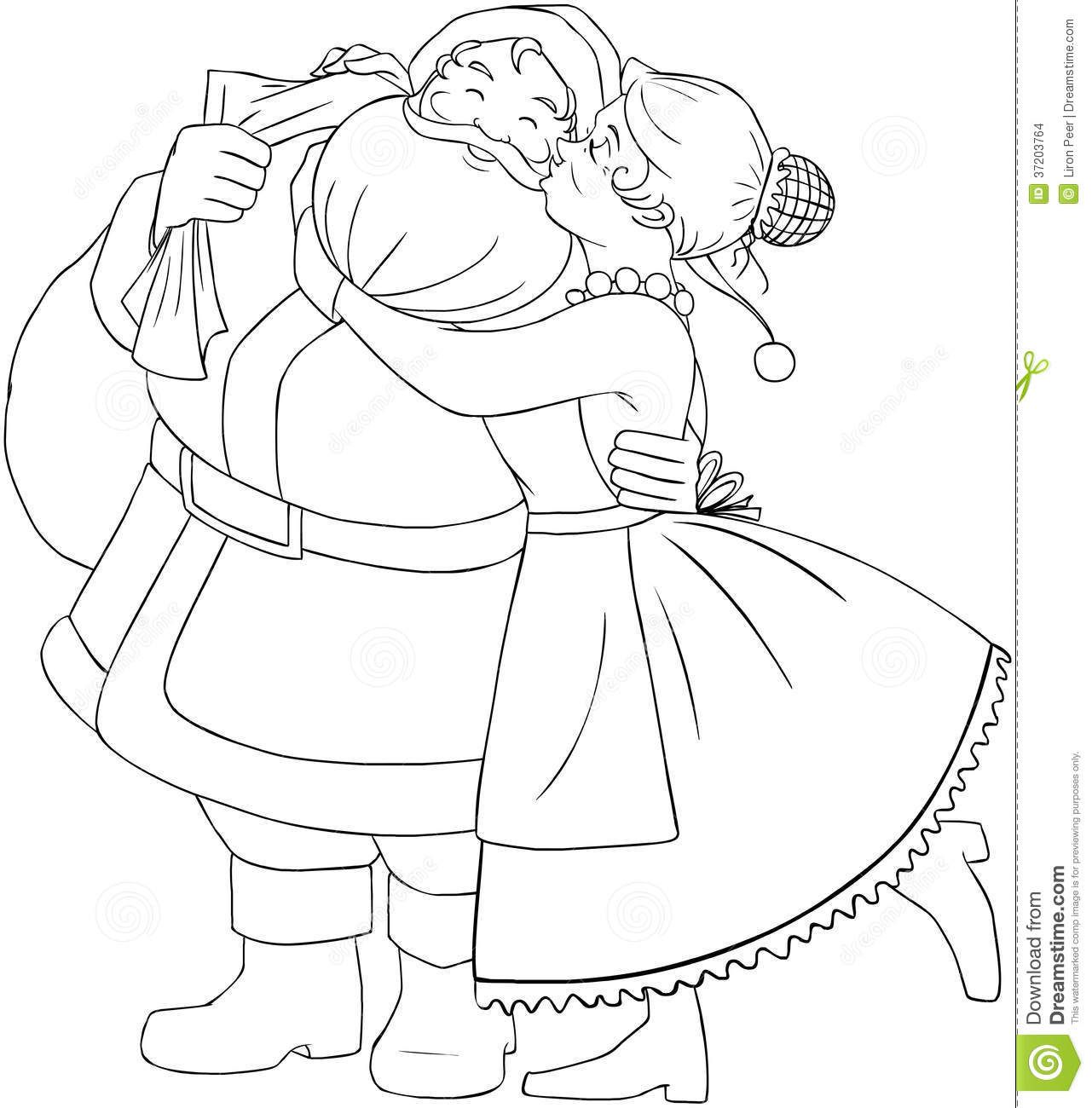 Festive santa and mrs claus christmas coloring pages