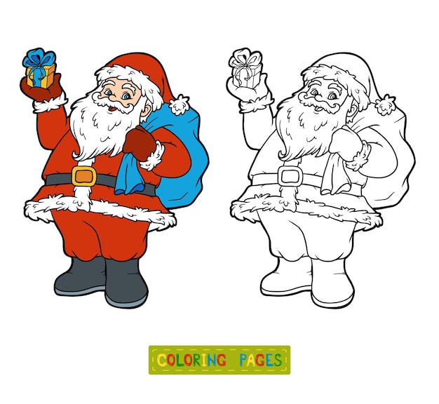 Premium vector coloring book for children santa claus