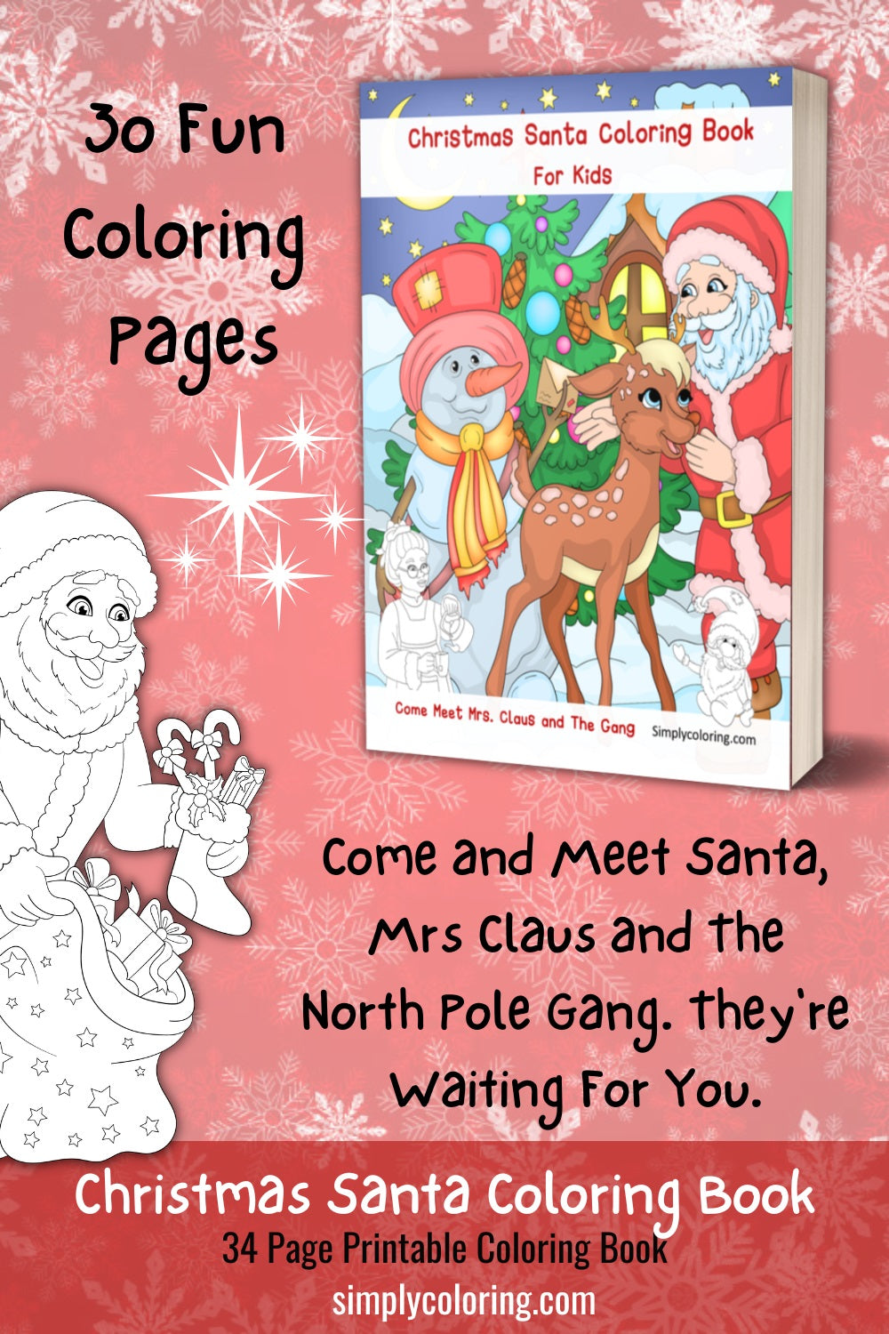 Christmas santa coloring book for kids