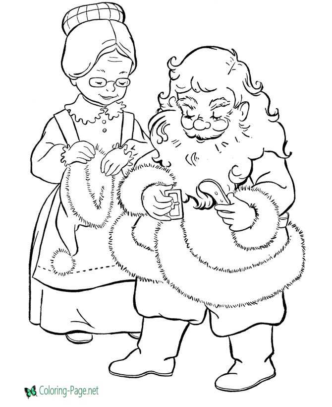 Mr and mrs santa claus coloring pages